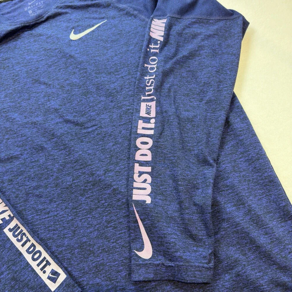 Nike Shirt Mens Extra Large Blue Running Dri Fit Active Long Sleeve Swim